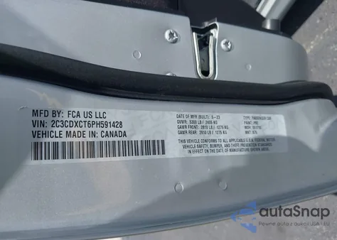 2023 Dodge Charger R/T z USA, uszkodzony, nr VIN 2C3CDXCT6PH591428